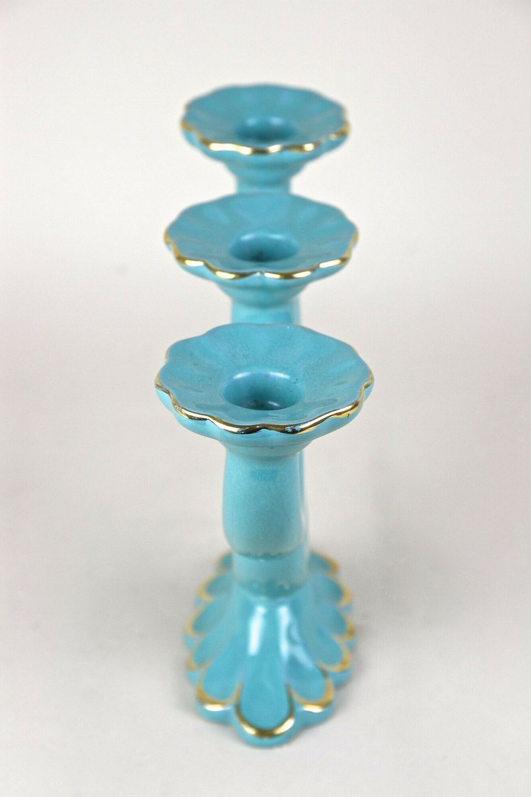 20th Century Turquoise Art Deco Ceramic Candleholder, Marked   At Ca. 1930 photo 500.0