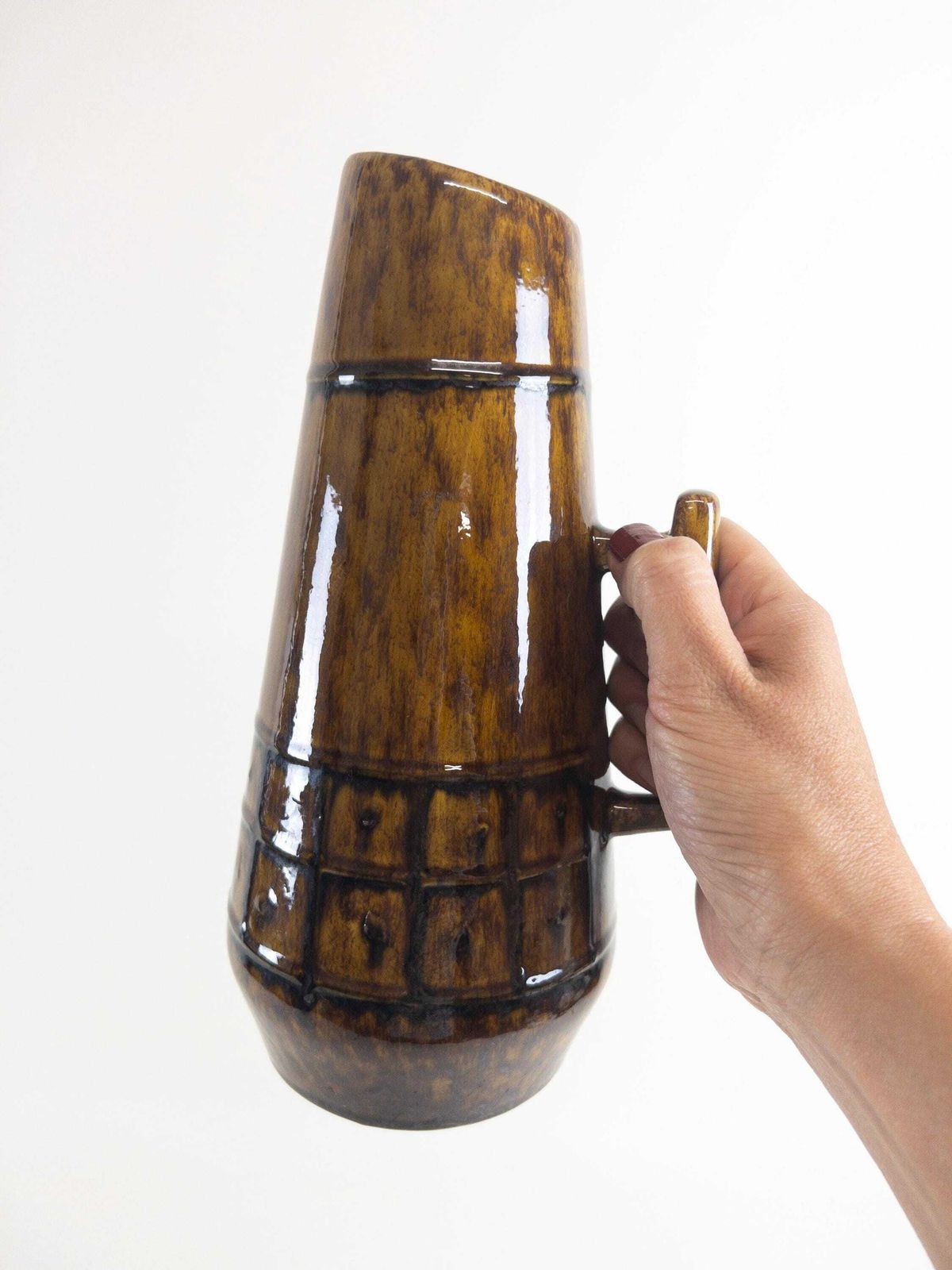 Fohr Keramik Vase 421 25  West German Pottery   1960s German Mid Century Vase photo furniture