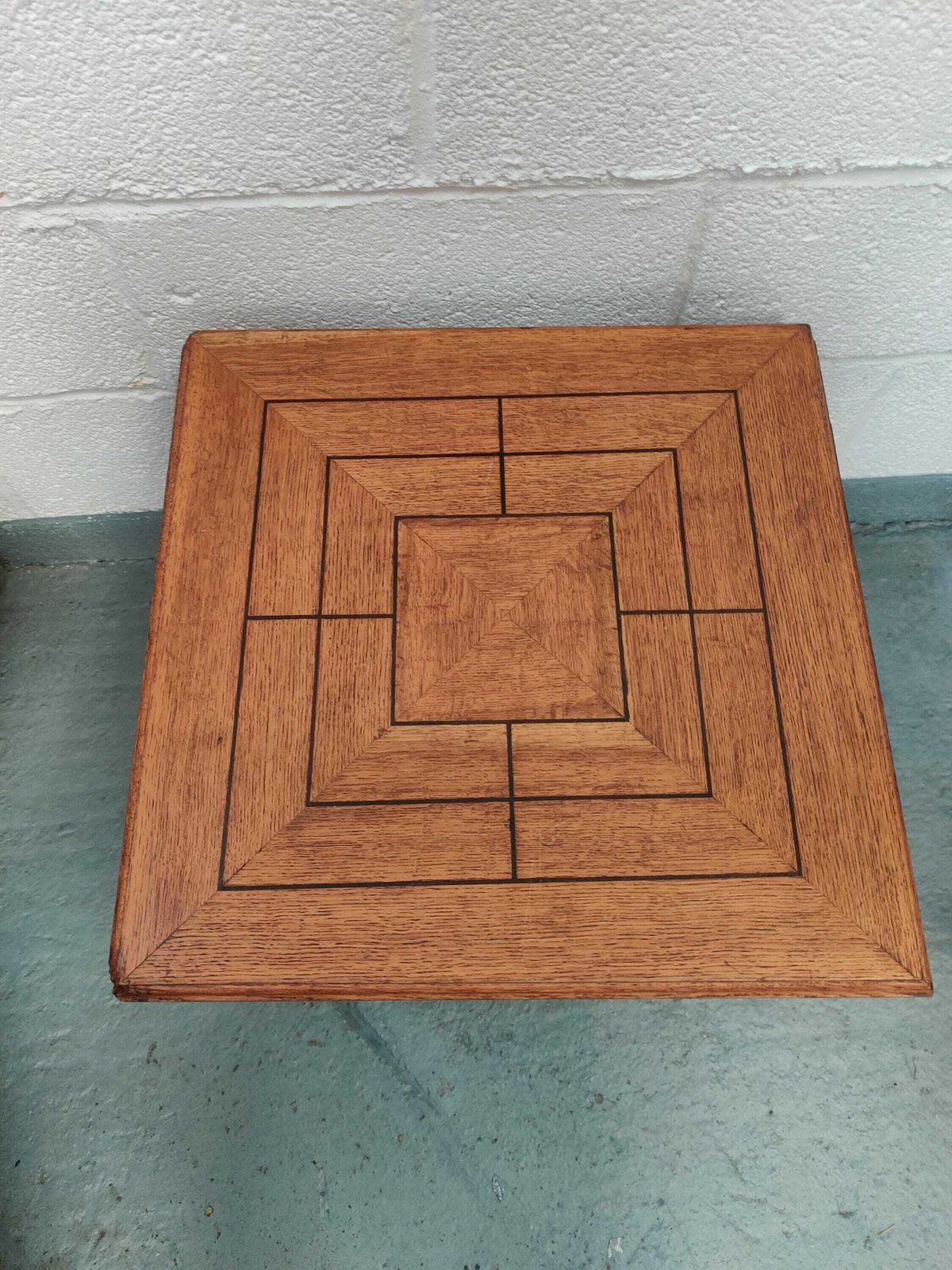 Vintage Arts And Crafts, Nine Mens Morris Light Oak Games Table, Merels, Cotswold School. photo Furniture