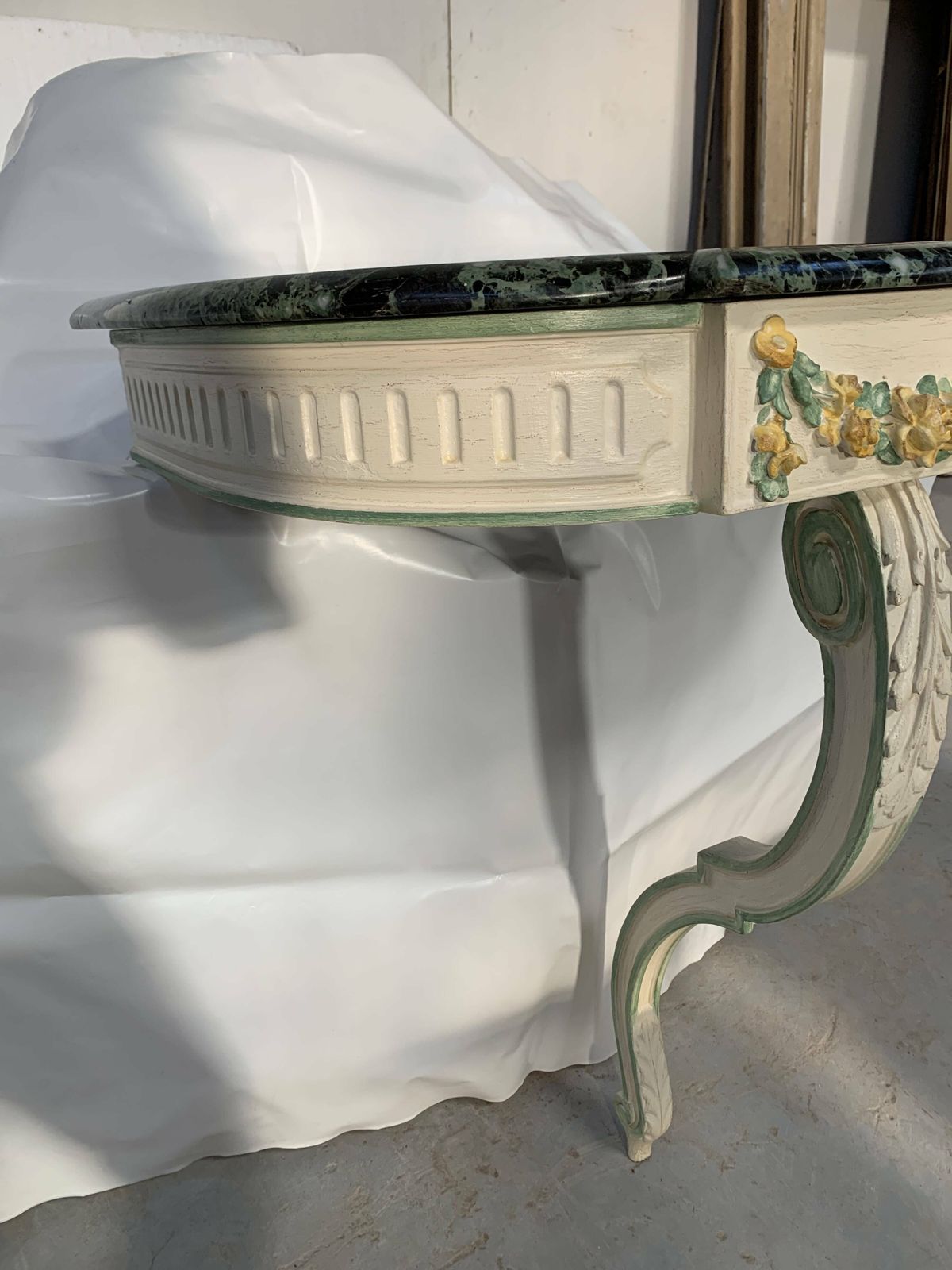 Louis XVI Style Wall Console In Lacquered Wood, 20th Century photo furniture