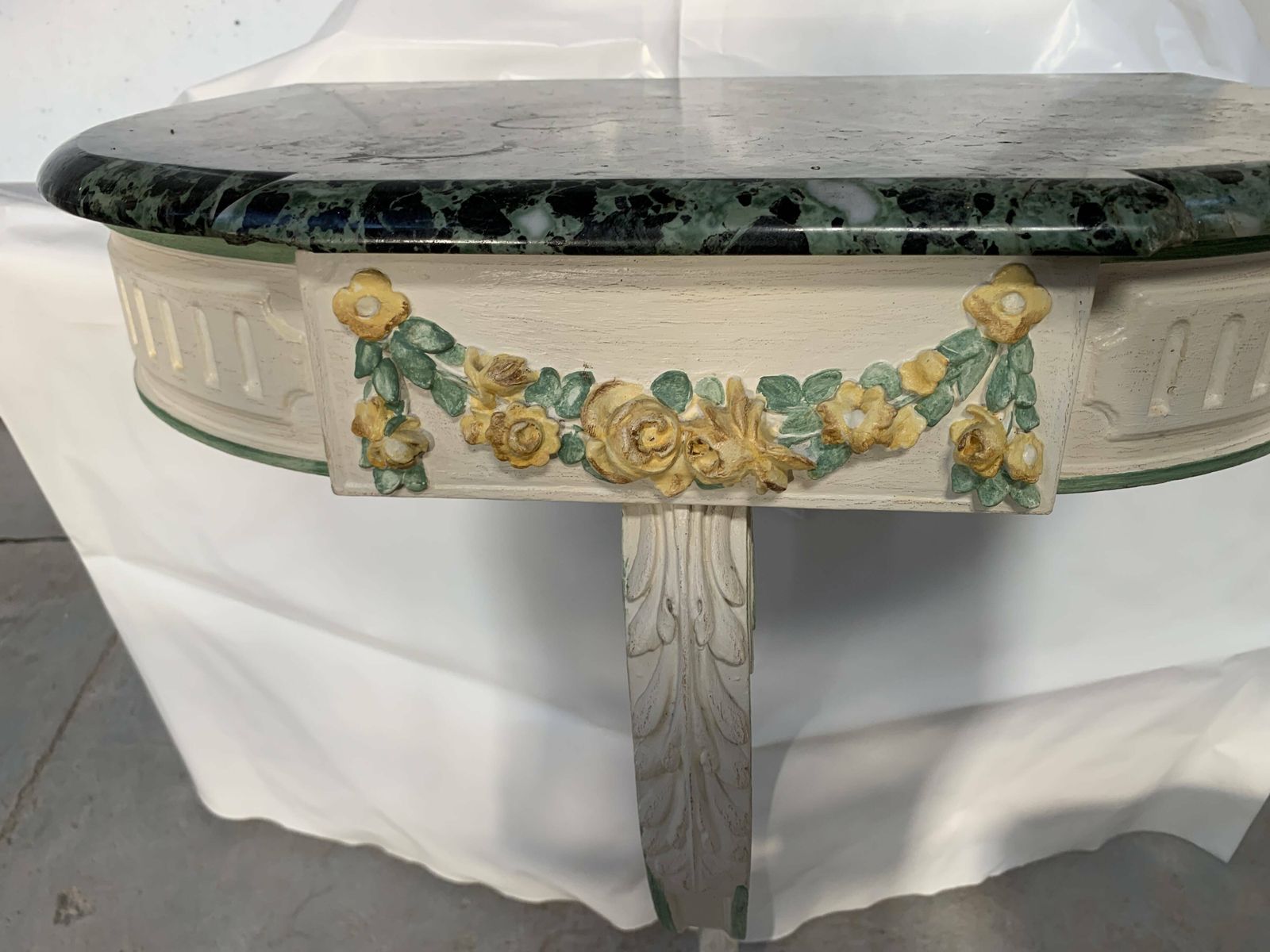 Louis XVI Style Wall Console In Lacquered Wood, 20th Century photo vinterior