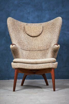 Danish Modern Wool And Teak Lounge Chair, 1960s photo furniture