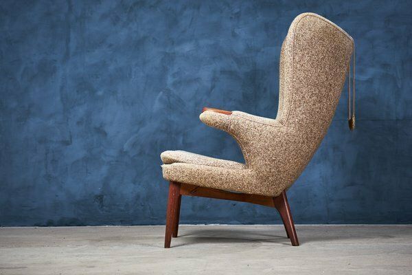 Danish Modern Wool And Teak Lounge Chair, 1960s photo Furniture