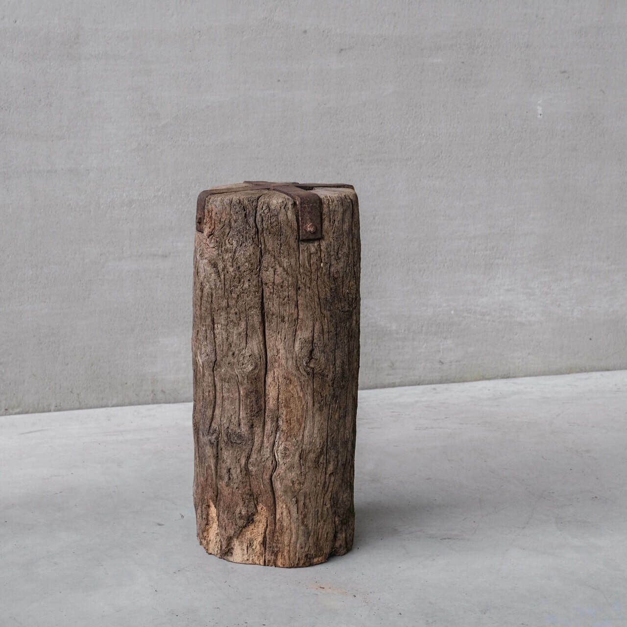 Pair Of Wabi Sabi Style Primitive Spanish Wooden Pedestals photo vinterior