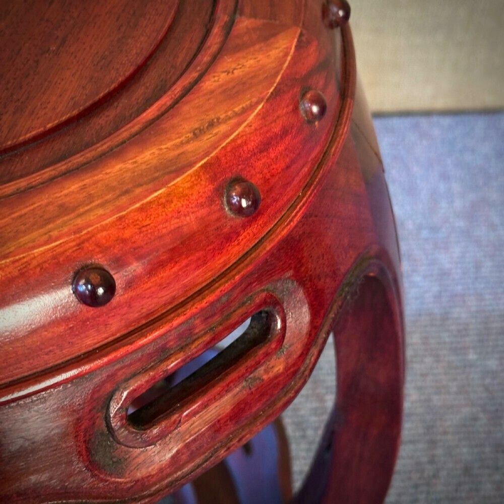 Attractive Pair Oriental Carved Cherrywood Stools Stands photo Furniture