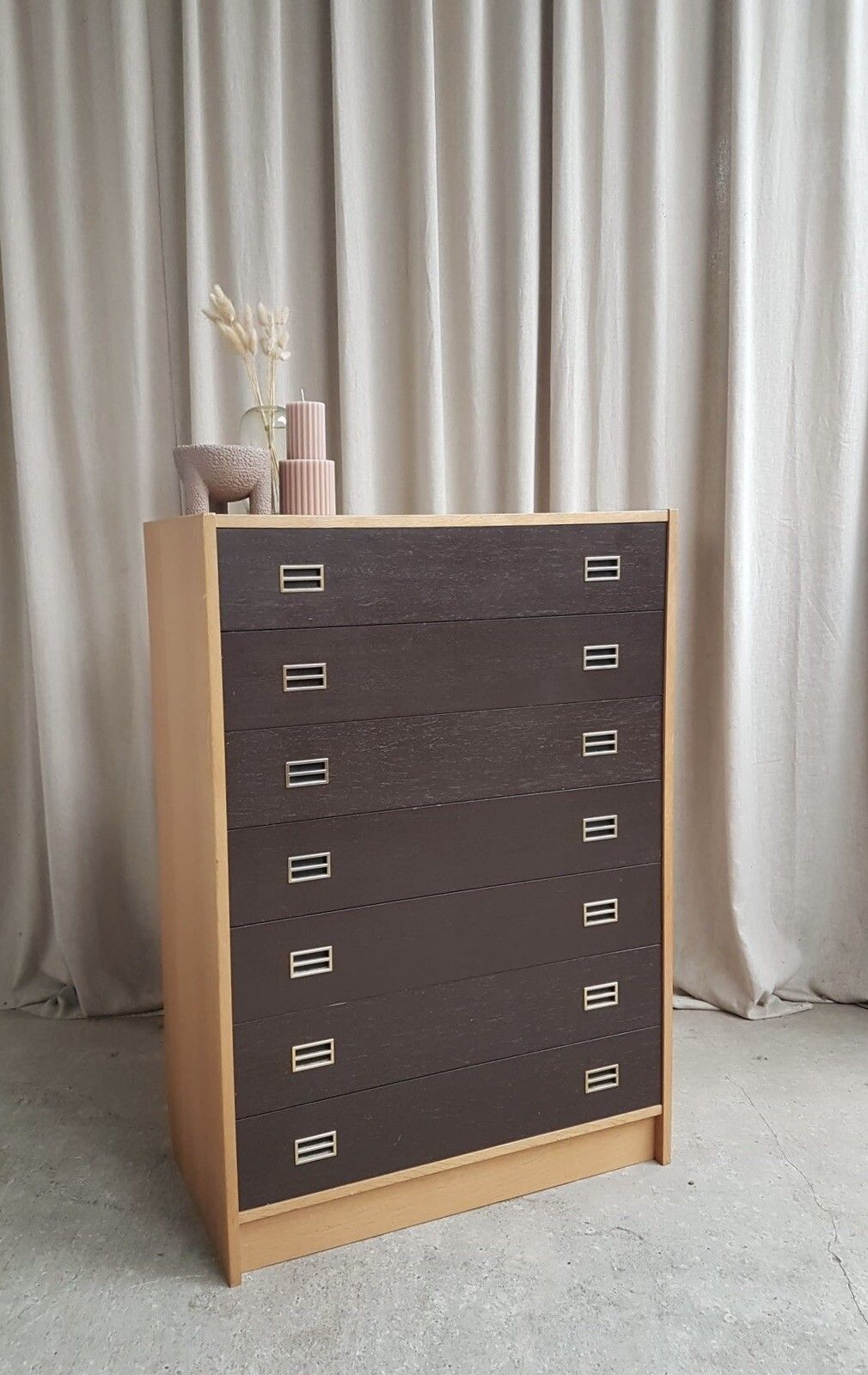 Vtg Mid Century Danish Domino Mobler Scandi Tallboy Chest Of Drawers Retro R613 photo furniture