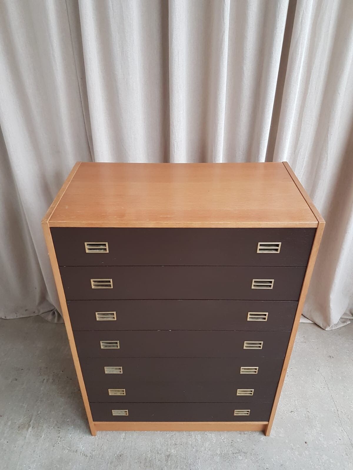 Vtg Mid Century Danish Domino Mobler Scandi Tallboy Chest Of Drawers Retro R613 photo 511.75