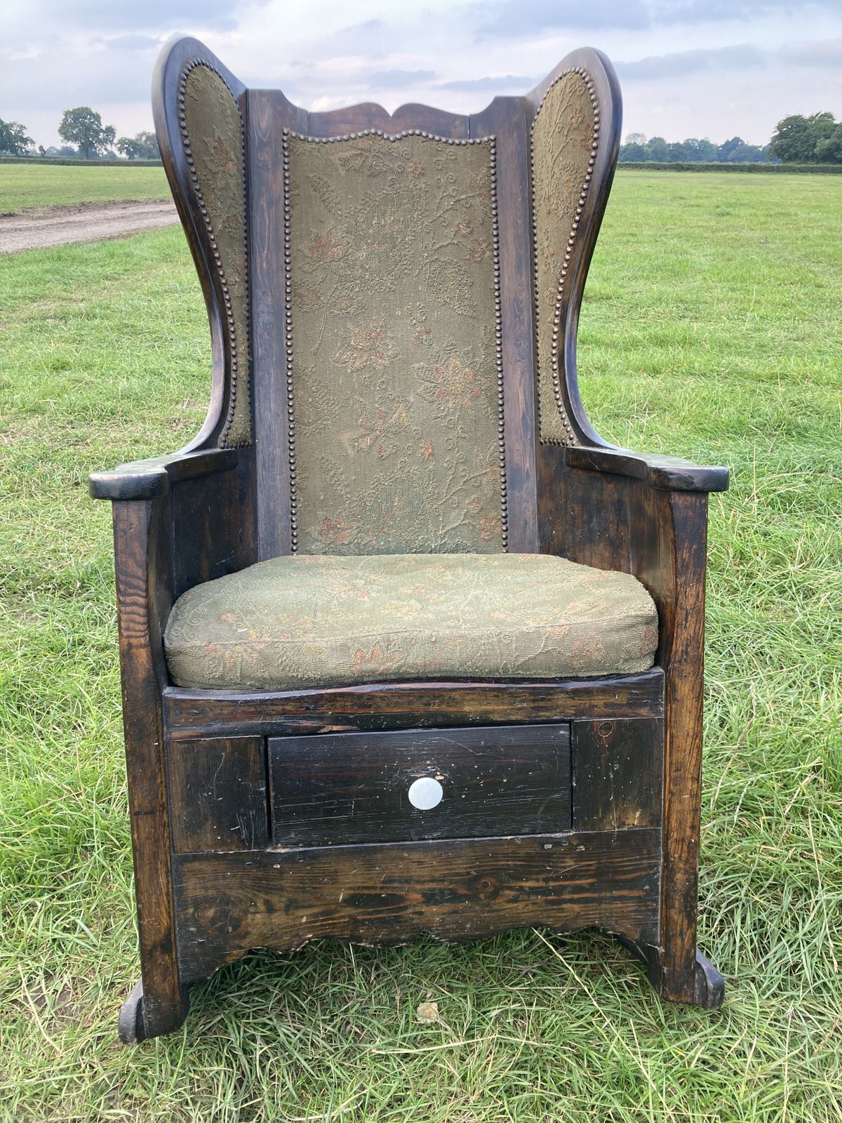 1800s Pine Lambing Chair photo vinterior