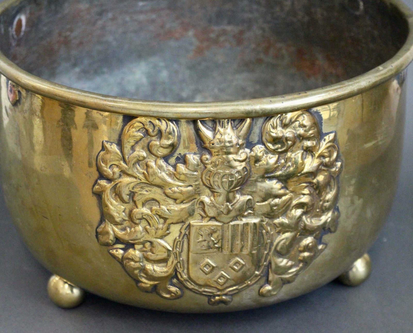 Antique French Brass Cachepot (Circa 1700s) photo vintage