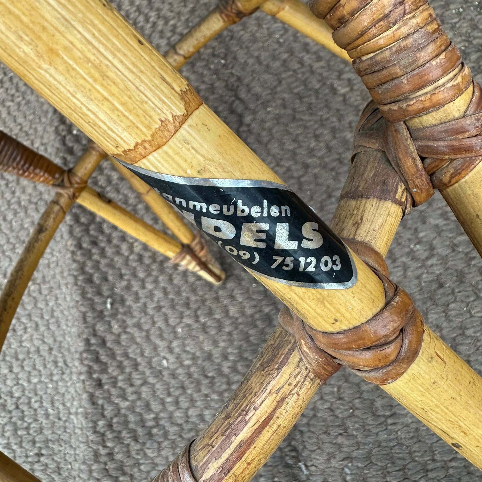 photo for sale Vintage French Mid Century Bamboo Dining Chairs – Set Of 5, 1960s Authentic