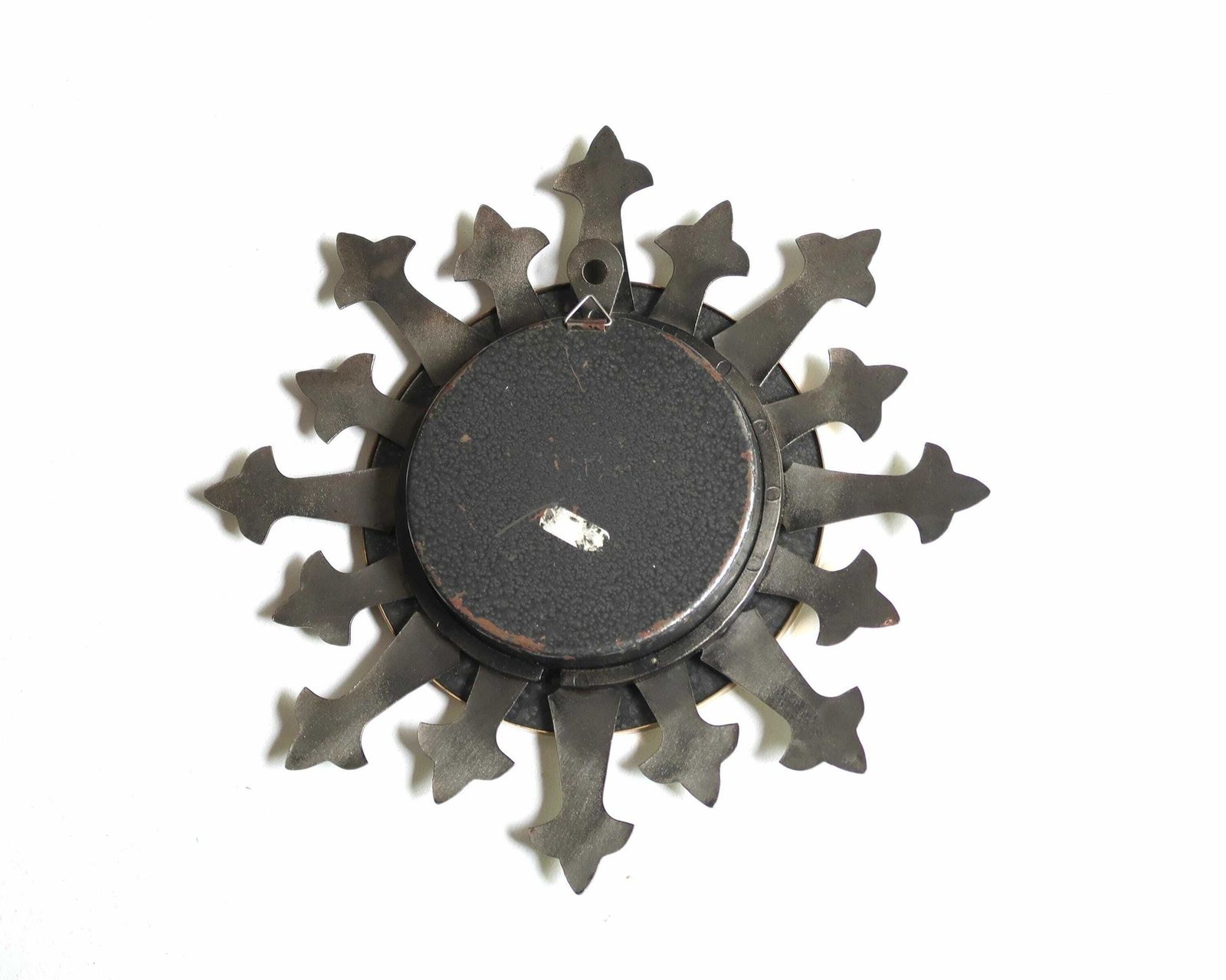 French Circle Sunburst Metal Mirror, 1950s / Wall Sun, Lily Flower, Mid Century Modern photo 197.0