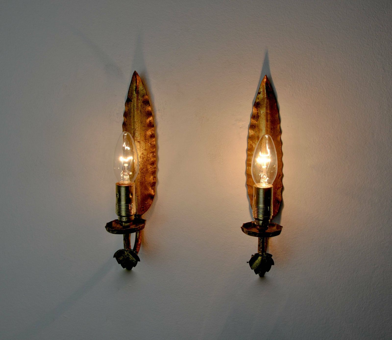 Pair Of "Leaf" Wall Lights By Ferro Arte, Spain, 1960 photo 1134.0