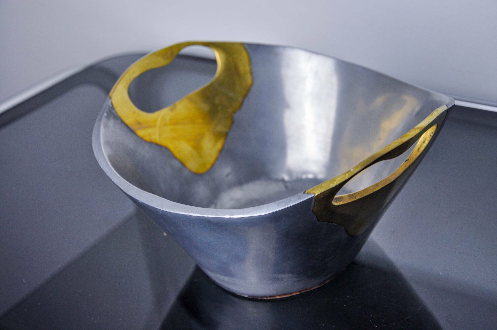 Brutalist Centerpiece By Leopold, Brass And Aluminum, Spain, 1970 photo Home Decor