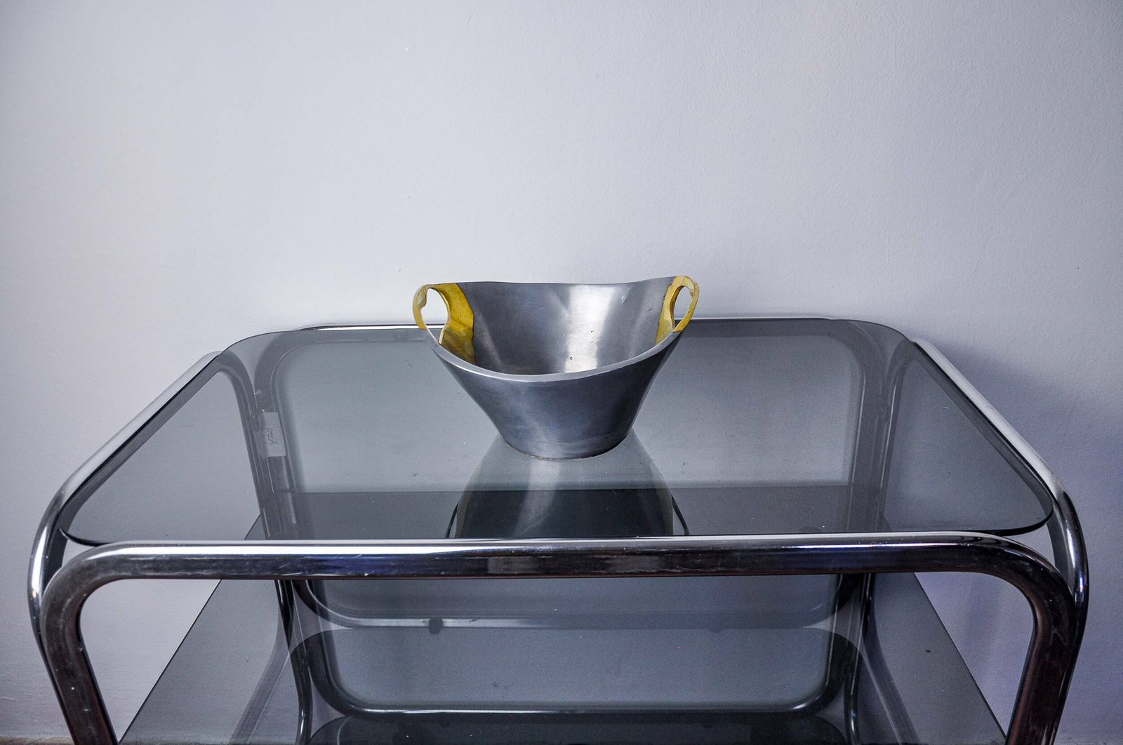 Brutalist Centerpiece By Leopold, Brass And Aluminum, Spain, 1970 photo vinterior