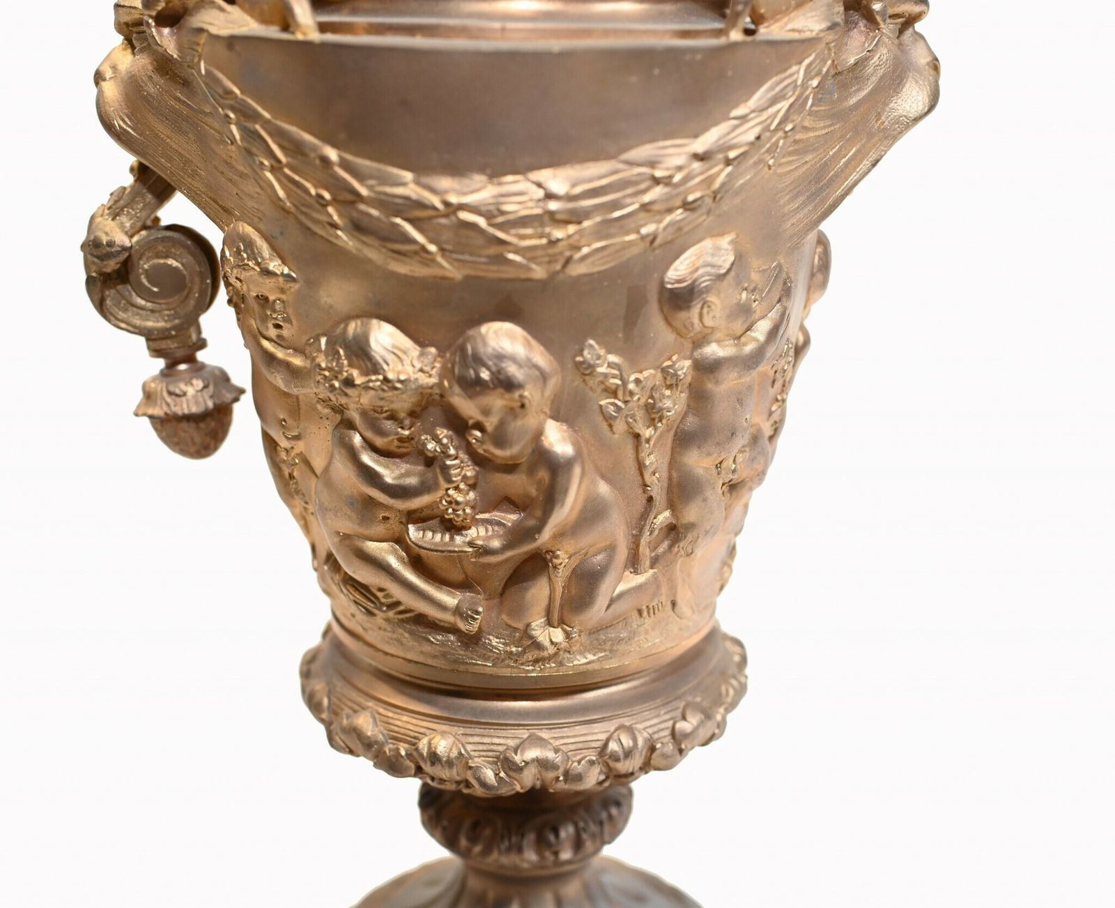 photo for sale Pair French Gilt Ewers Cherub Jugs Napoleon III Vases