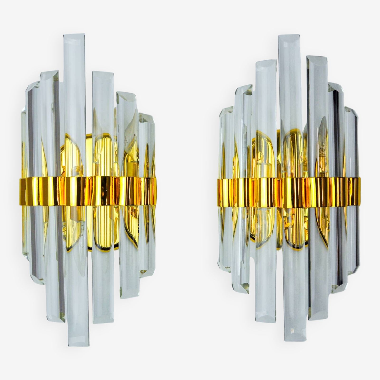 Pair Of Venini Murano Glass Wall Lights Italy 1970