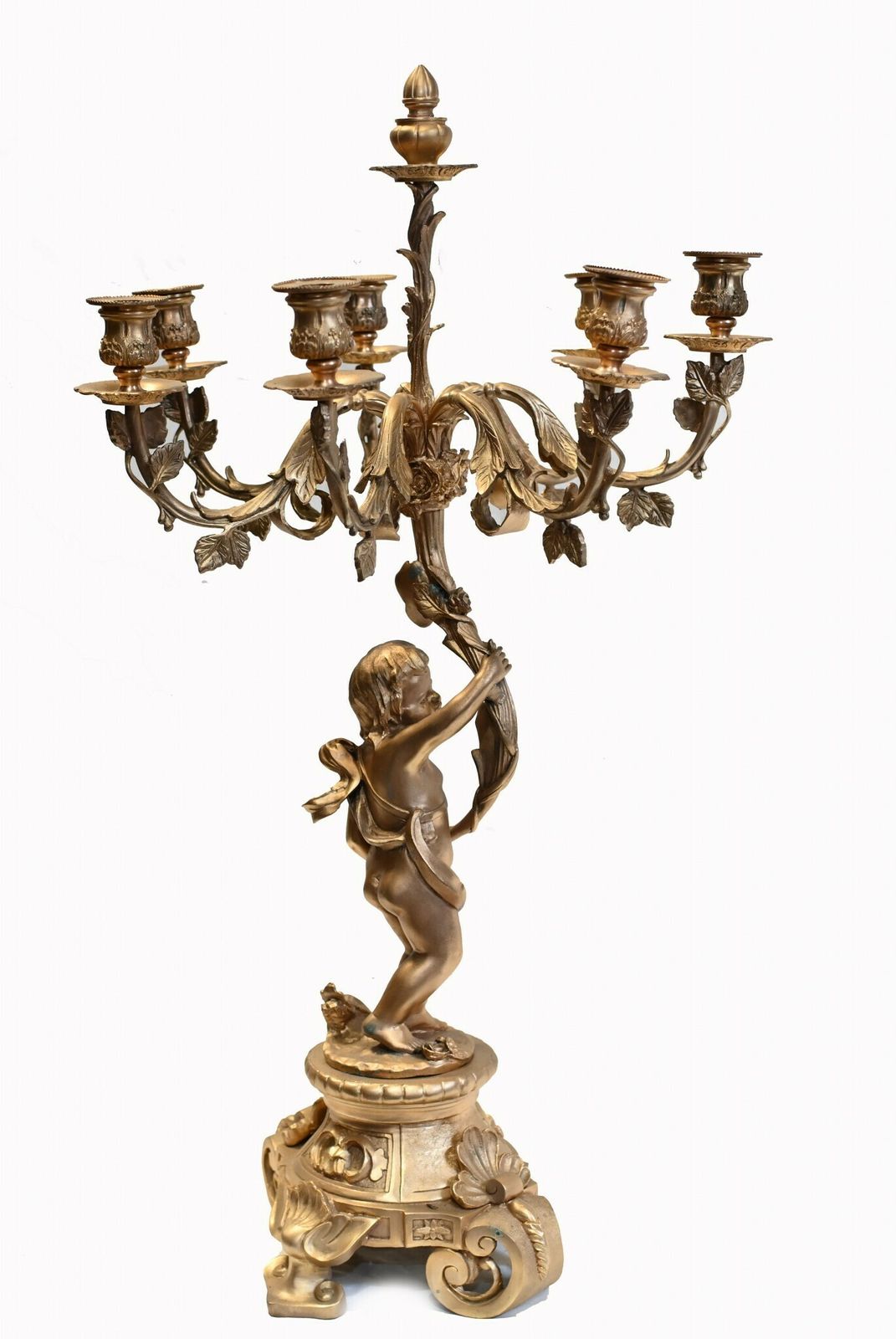 2250.0 Pair French Ormolu Cherub Candelabras Cupid Louis XV photo