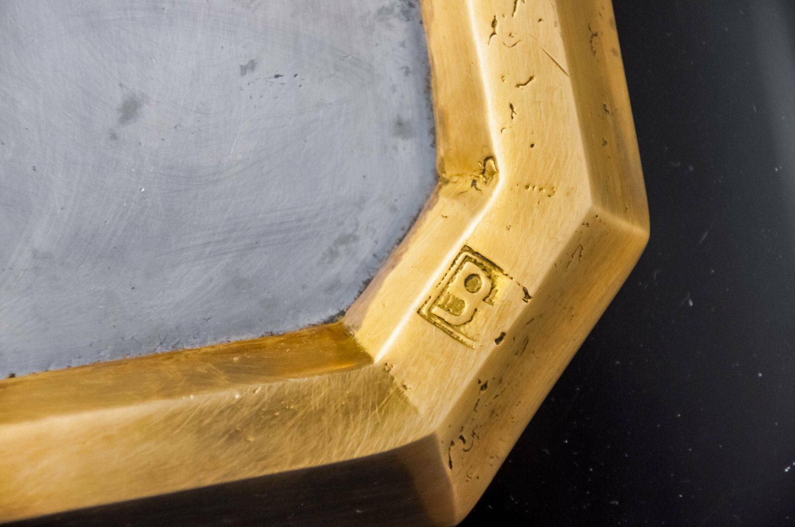 Brutalist Xl Pocket Emptier By David Marshall, Bronze And Aluminum, Spain, 1980 photo vintage