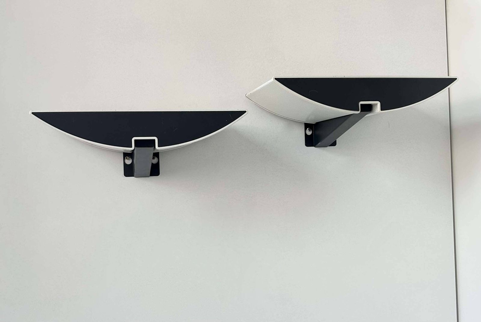 Pair Of Modernist Wall Lights, Black And White Lacquered Metal, Italy 1980 photo furniture