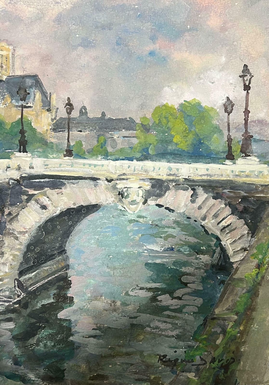 Regine Davidparis City Skyline River Seine Beautiful French Impressionist Painting1950's photo buy