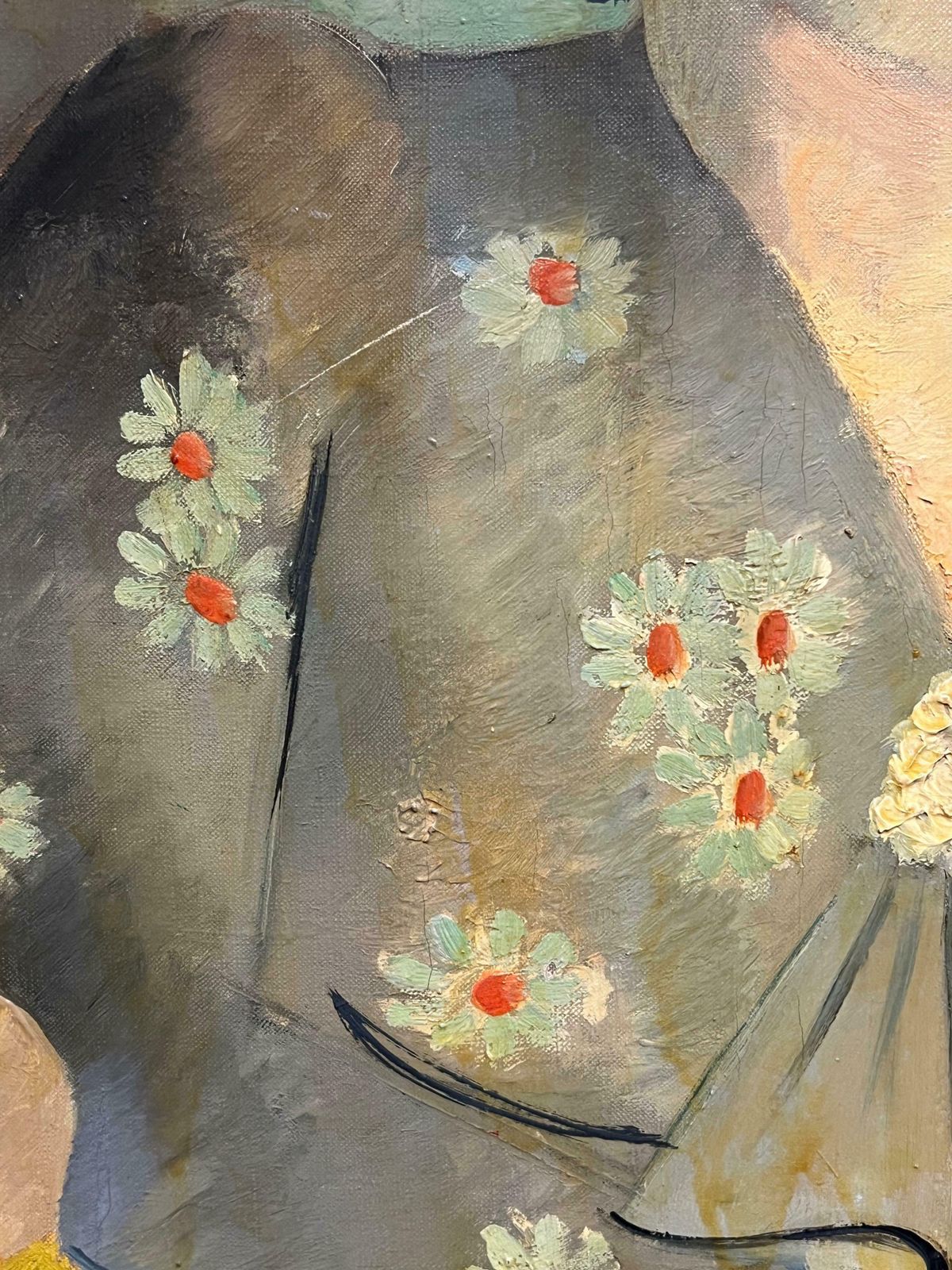 Therese Hummel1930's French Post Impressionist Oil Elegant Portrait Of Woman In Floral Attire1937 photo 967.0