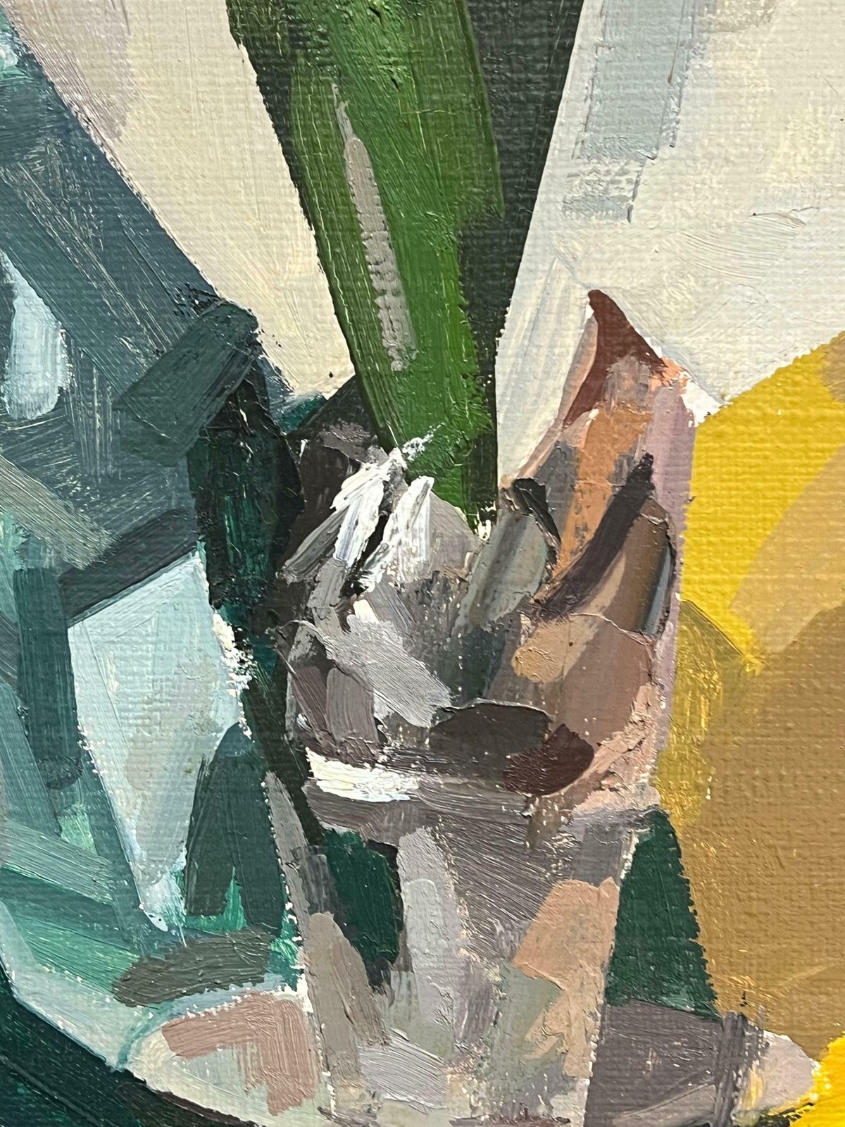 René Guinand (1892 1983)modernist Still Life With White Orchid Abstract Oil Painting 1950's French1950 photo Art