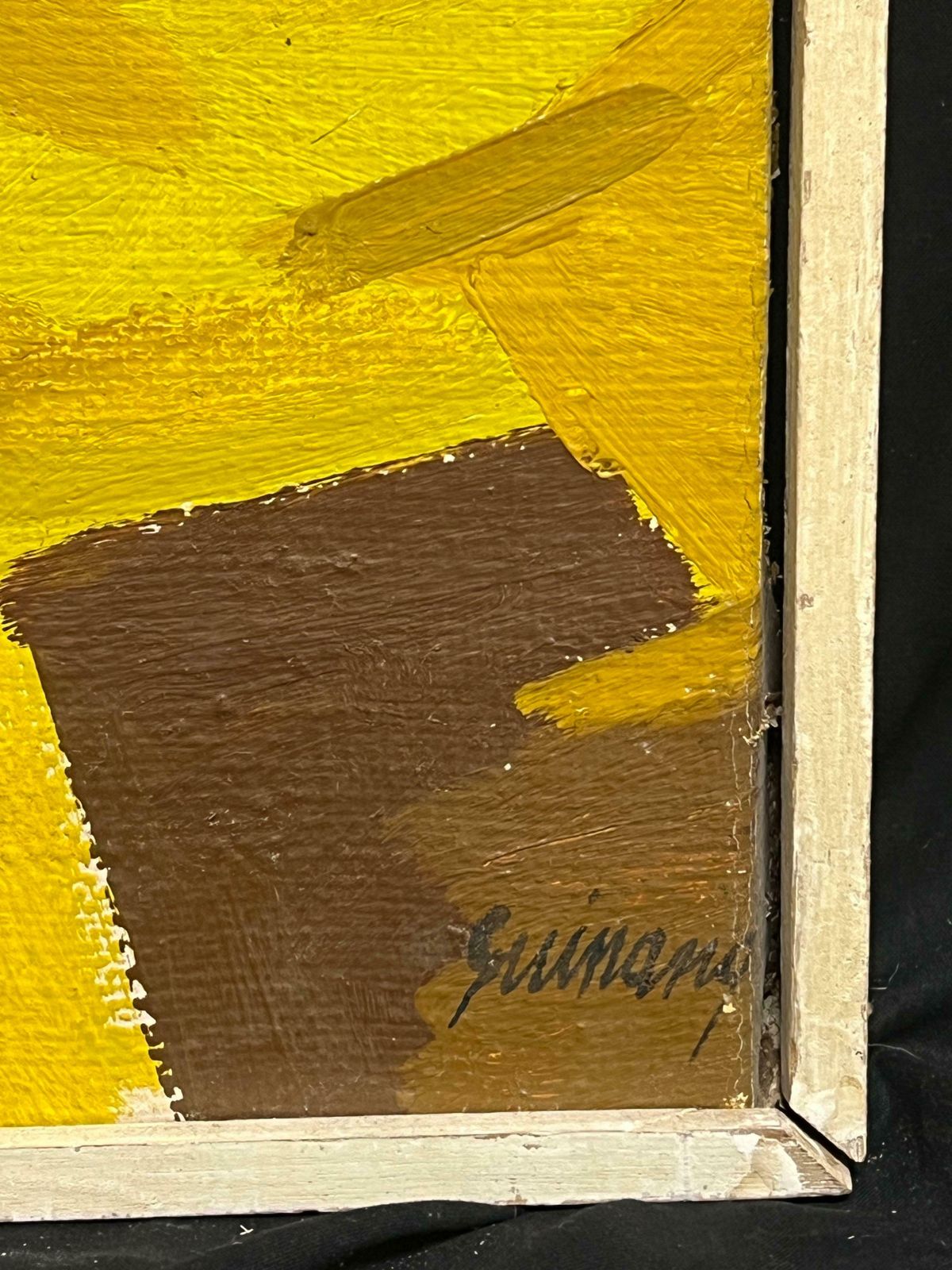 photo furniture René Guinand (1892 1983)modernist Still Life With White Orchid Abstract Oil Painting 1950's French1950