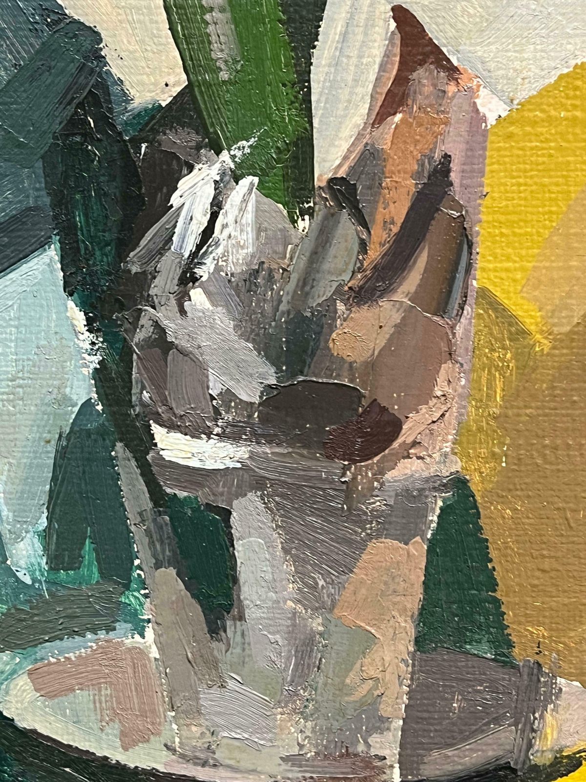 Art René Guinand (1892 1983)modernist Still Life With White Orchid Abstract Oil Painting 1950's French1950 photo
