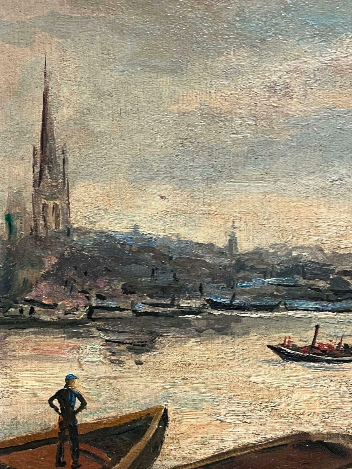 Paul Flaubertview Of Early Rouen, France 20th Century Riverfront Scene With Steamboats20th Century photo 730.0