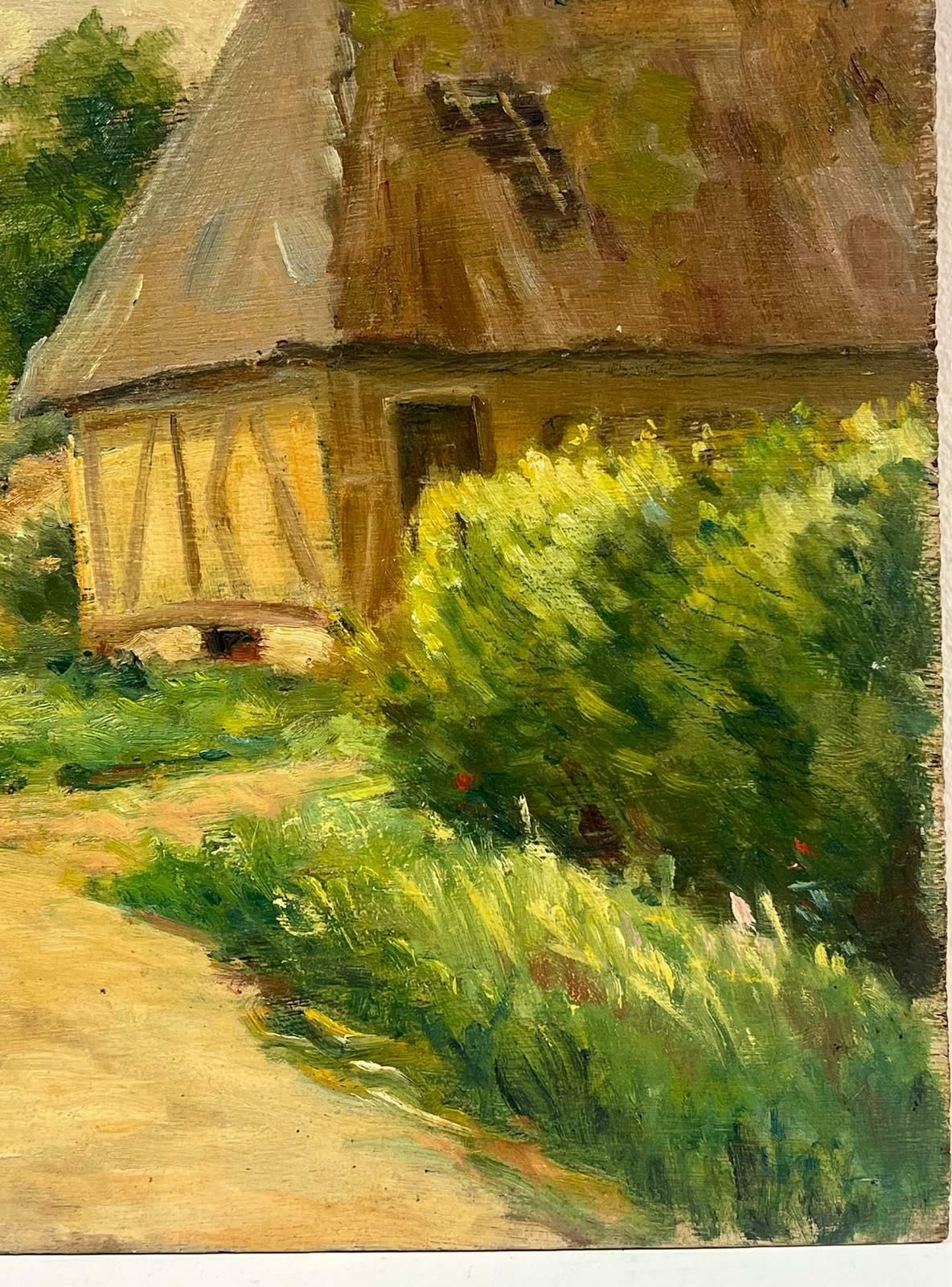 Regine David1940's French Impressionist Signed Oil Green Fields Village Lane Old Houses1948 photo 598.0