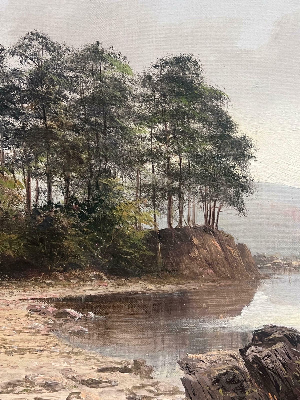 Arthur Grahamantique English Signed Oil Painting 1902 Tranquil Derwentwater Lake District19th Century photo for sale