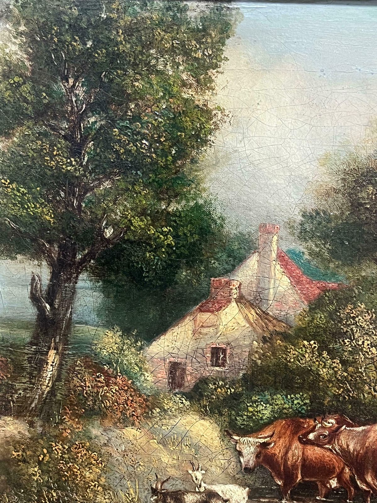French Schoolcountry Tranquility Cattle And Sheep Crossing A Stream In A Peaceful Landscape19th Century photo vinterior