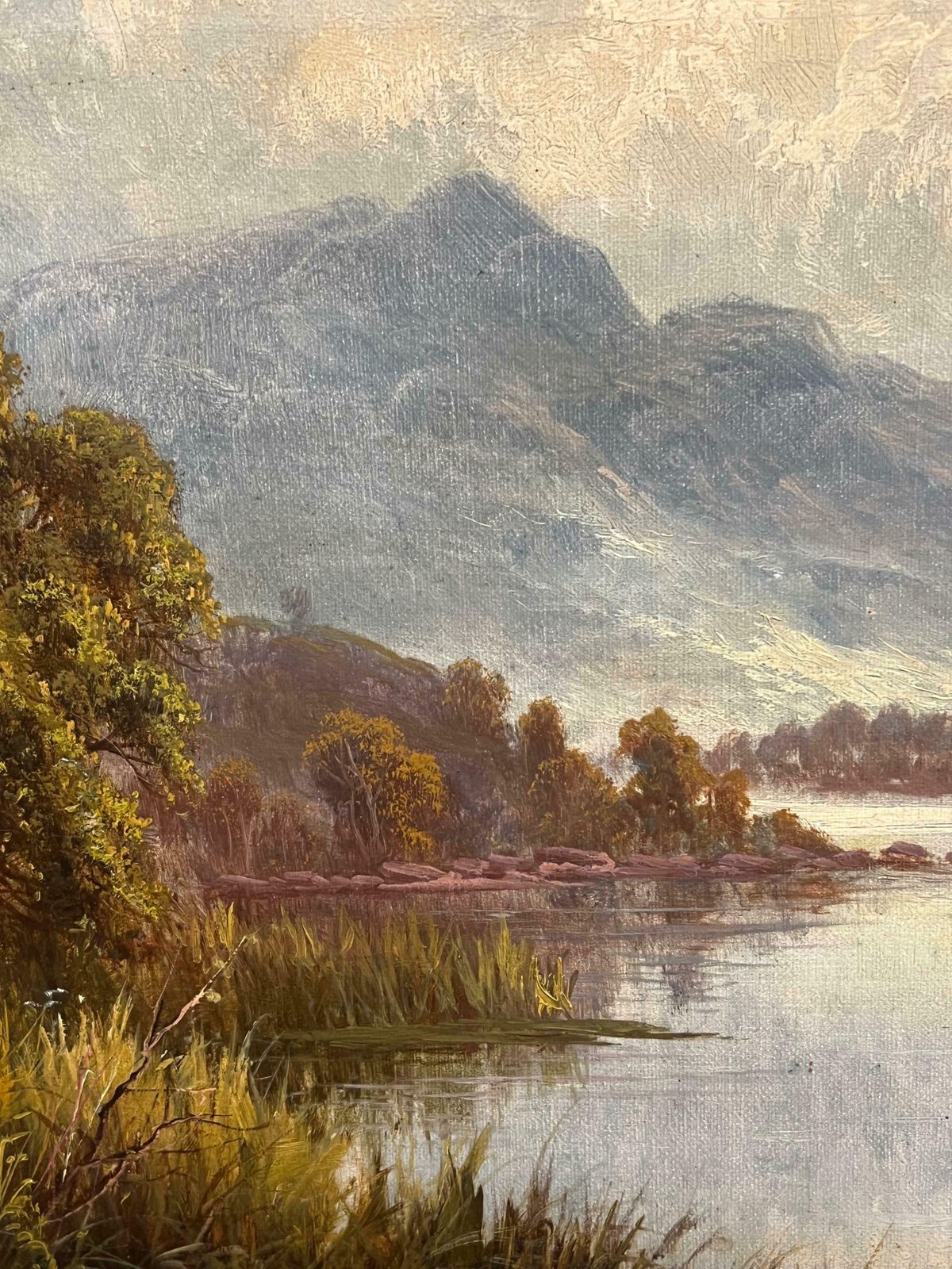 photo furniture Sidney Yates Johnsonantique Scottish Highlands Loch Scene With Boatman Tranquil Signed Painting1899