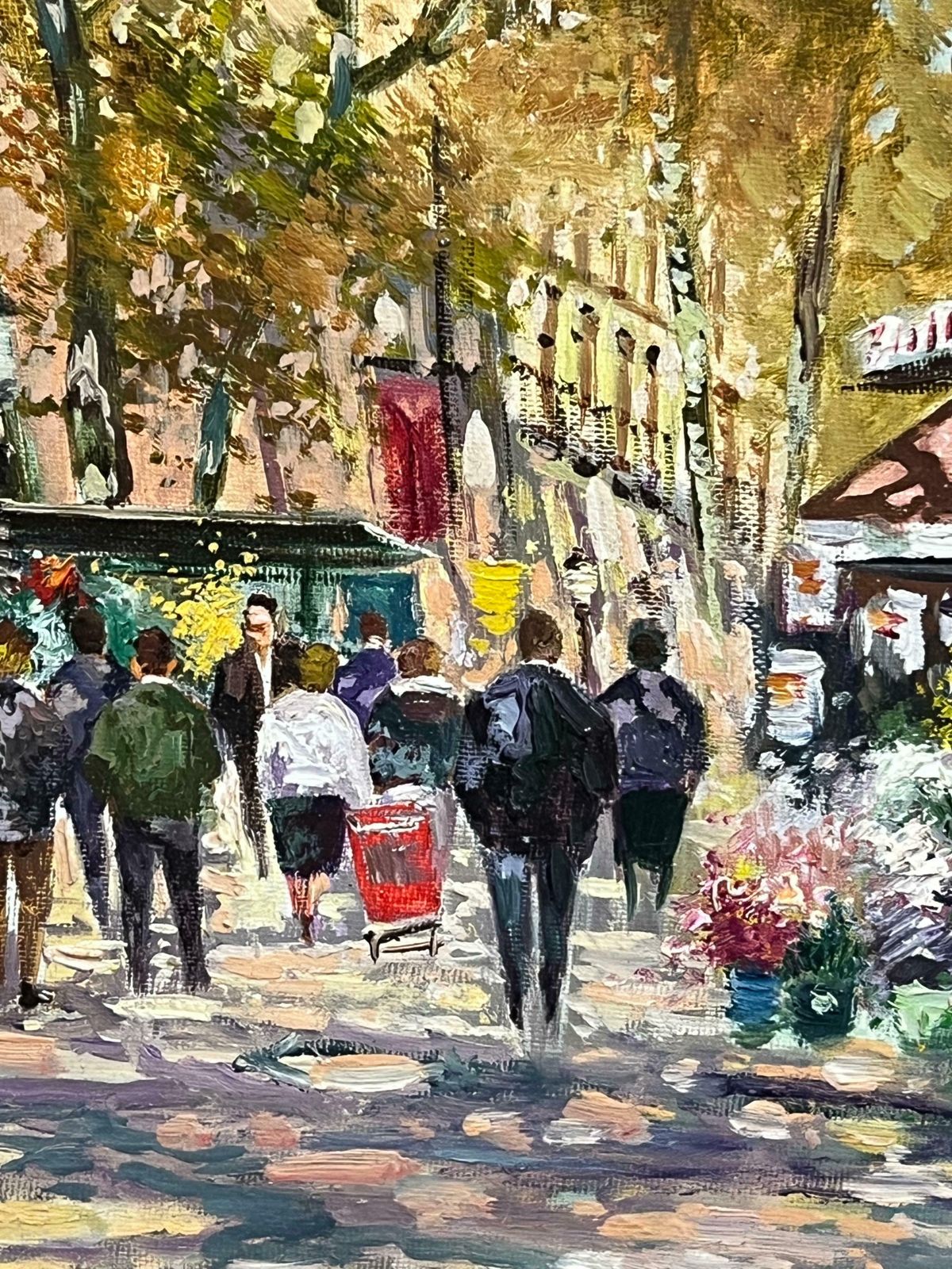 French Schoolmid 20th Century Autumnal Parisian Street Scene With Flower Stalls Signed Oil Mid 20th Century photo buy