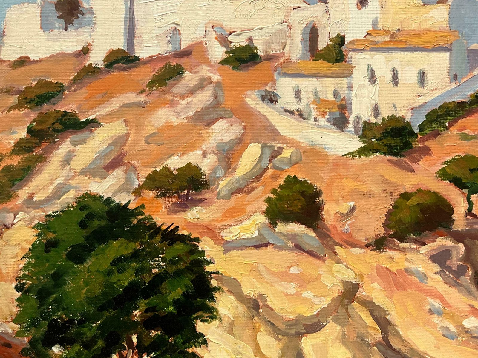 Georges Bordonovefrench Post Impressionist Oil Painting Spanish Hill Top Ancient Med Village photo Art