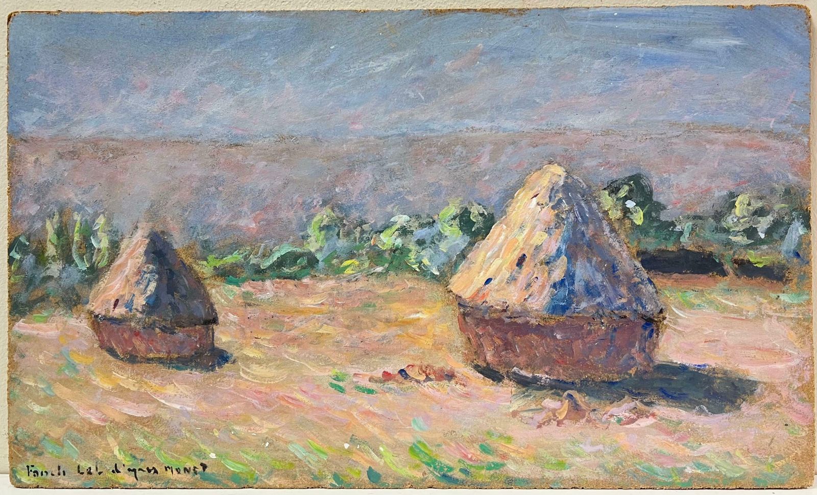 Fanch Lelhaystacks In A Sunlit Filed Rural Summer Landscape Oil Painting 20th Century photo furniture