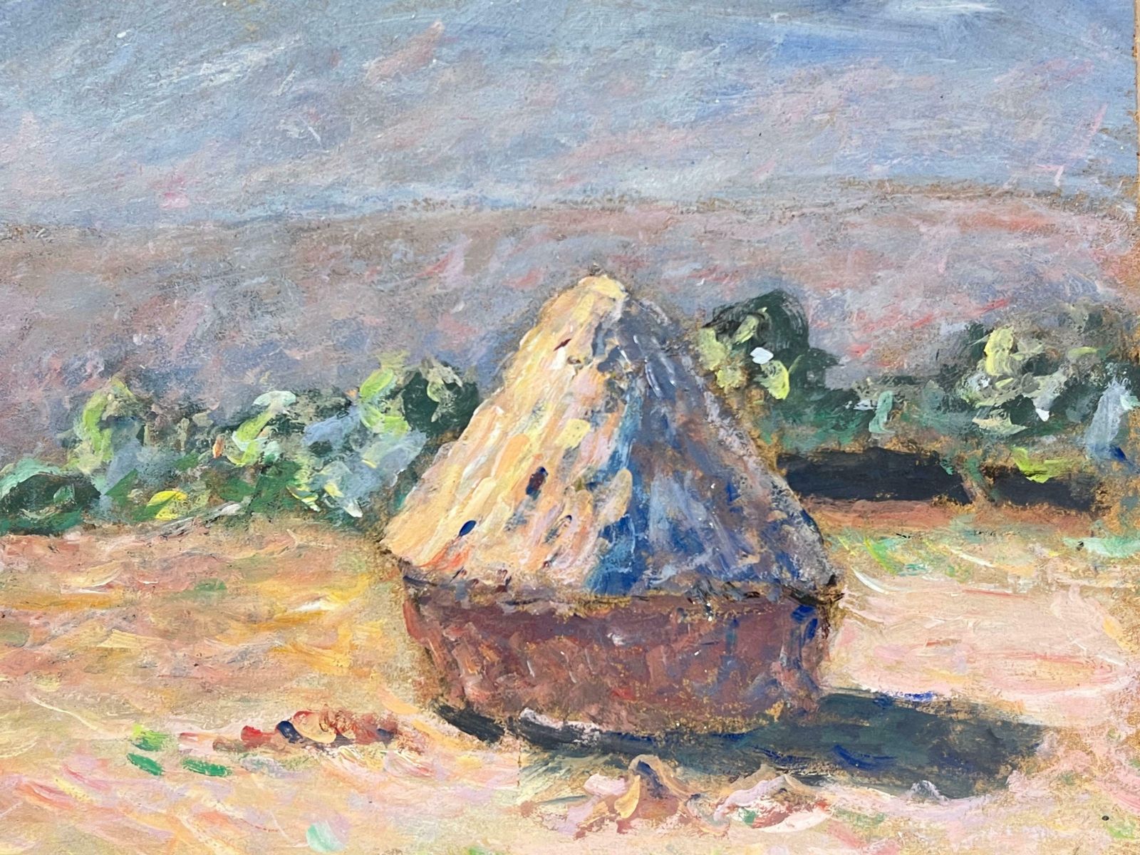 Fanch Lelhaystacks In A Sunlit Filed Rural Summer Landscape Oil Painting 20th Century photo for sale