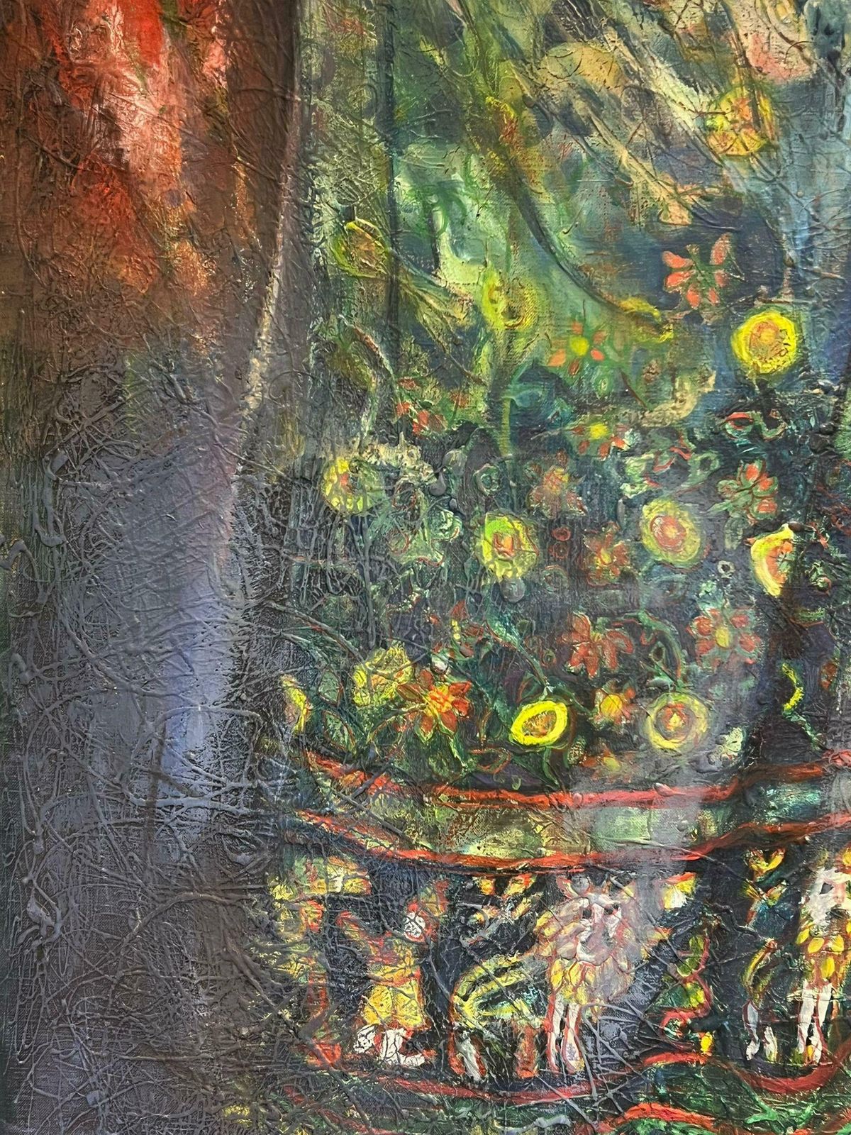 French Schoolhuge Portrait Veiled Female In Dreamlike Fusion Of Spirituality And Nature1970's photo vintage