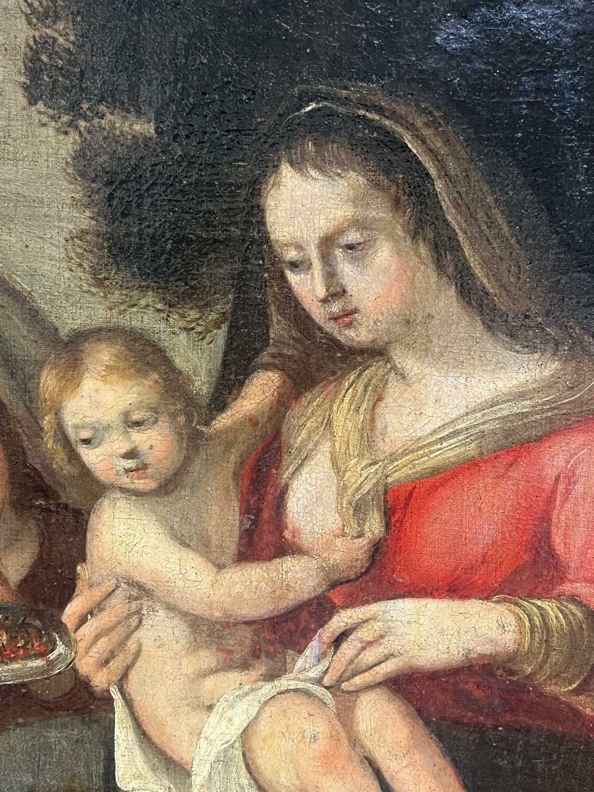 photo furniture 17th Century Italian School17th Century Painting Baroque Madonna & Child Attendant Angels Offering Gifts 17th Century
