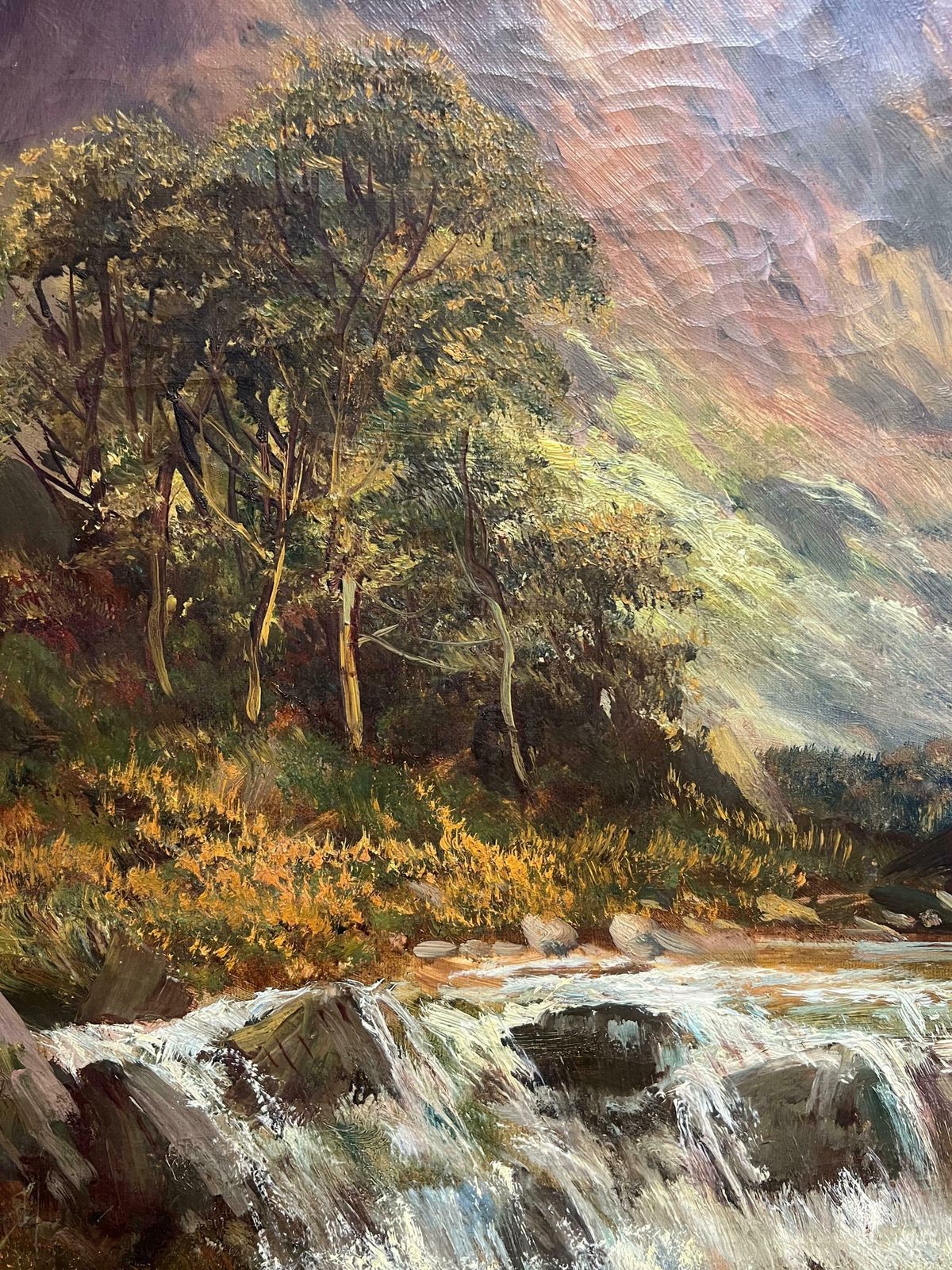photo buy F. E. Jamiesonantique Scottish Oil Highland Waterfall With Distant Mountains Oil Painting 1920's