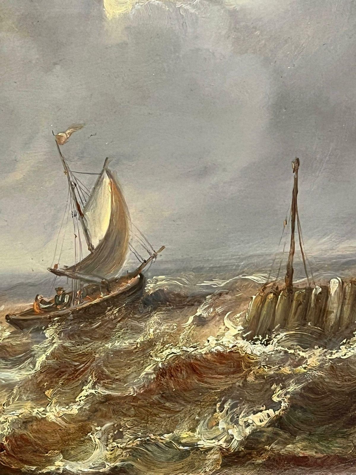 Jean Laurent  Dutch Fishing Boats In A Swell Seascape With Sailing Ships In Rough Waters19th Century photo 1222.0