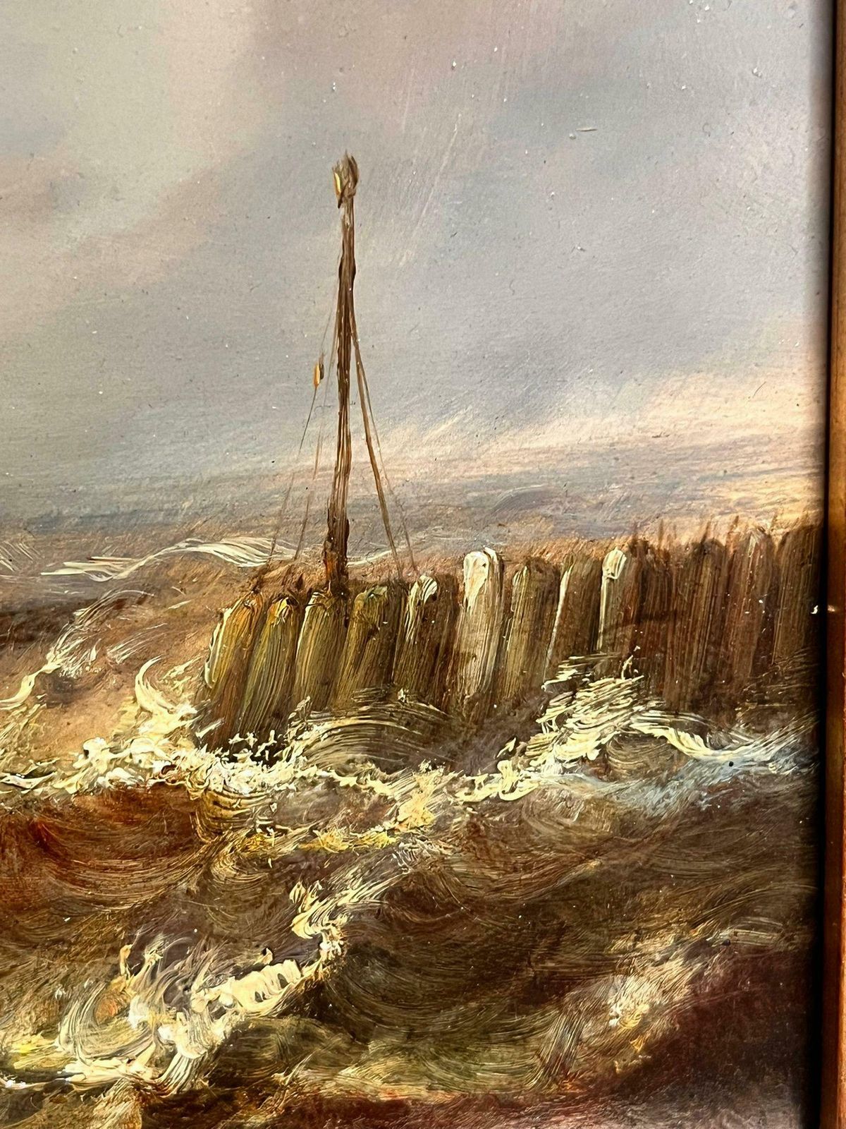 Jean Laurent  Dutch Fishing Boats In A Swell Seascape With Sailing Ships In Rough Waters19th Century photo vintage
