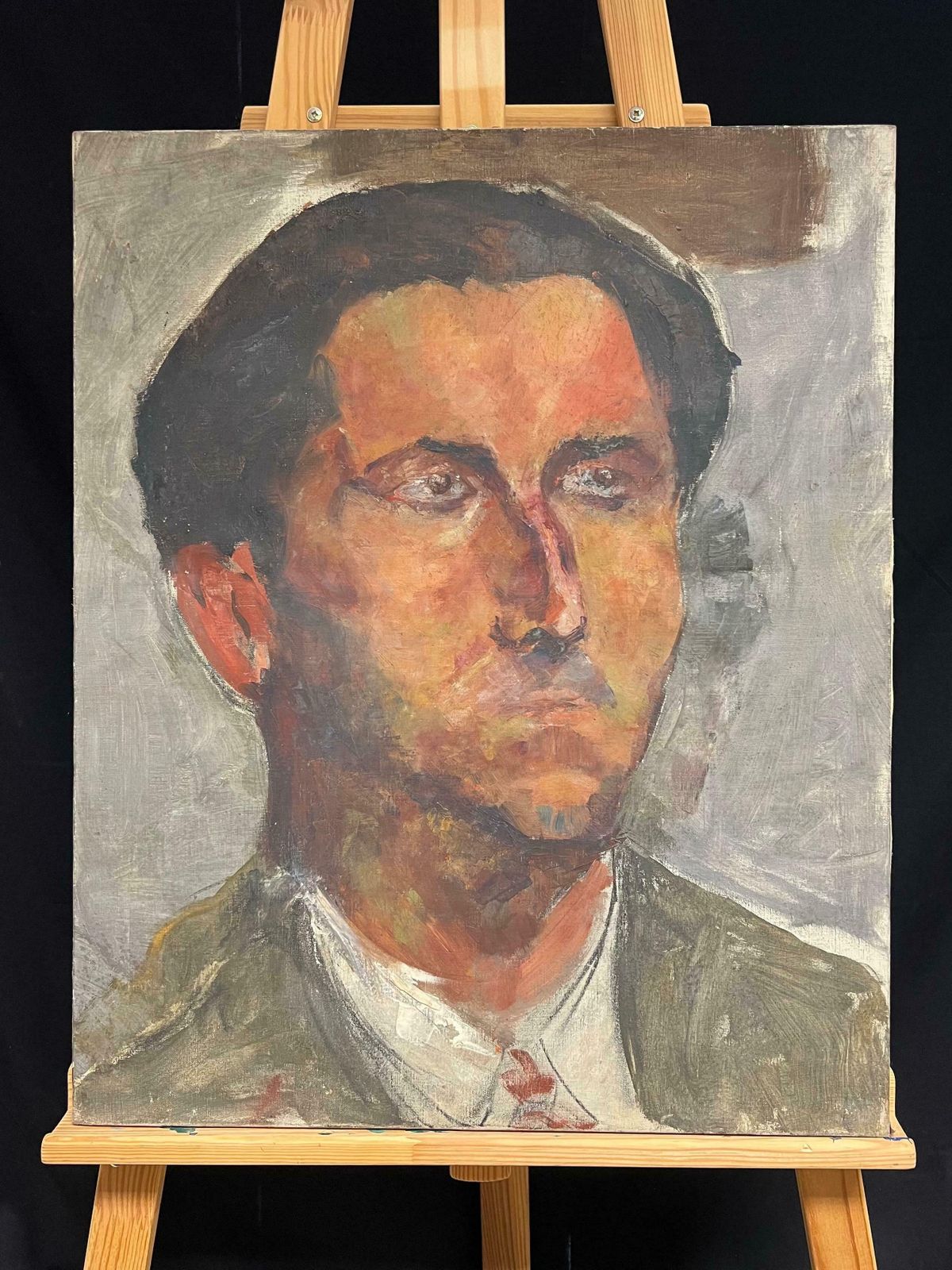 Simone Forgeexpressive Male Portrait Mid 20th Century French Oil Painting Mid 20th Century photo furniture