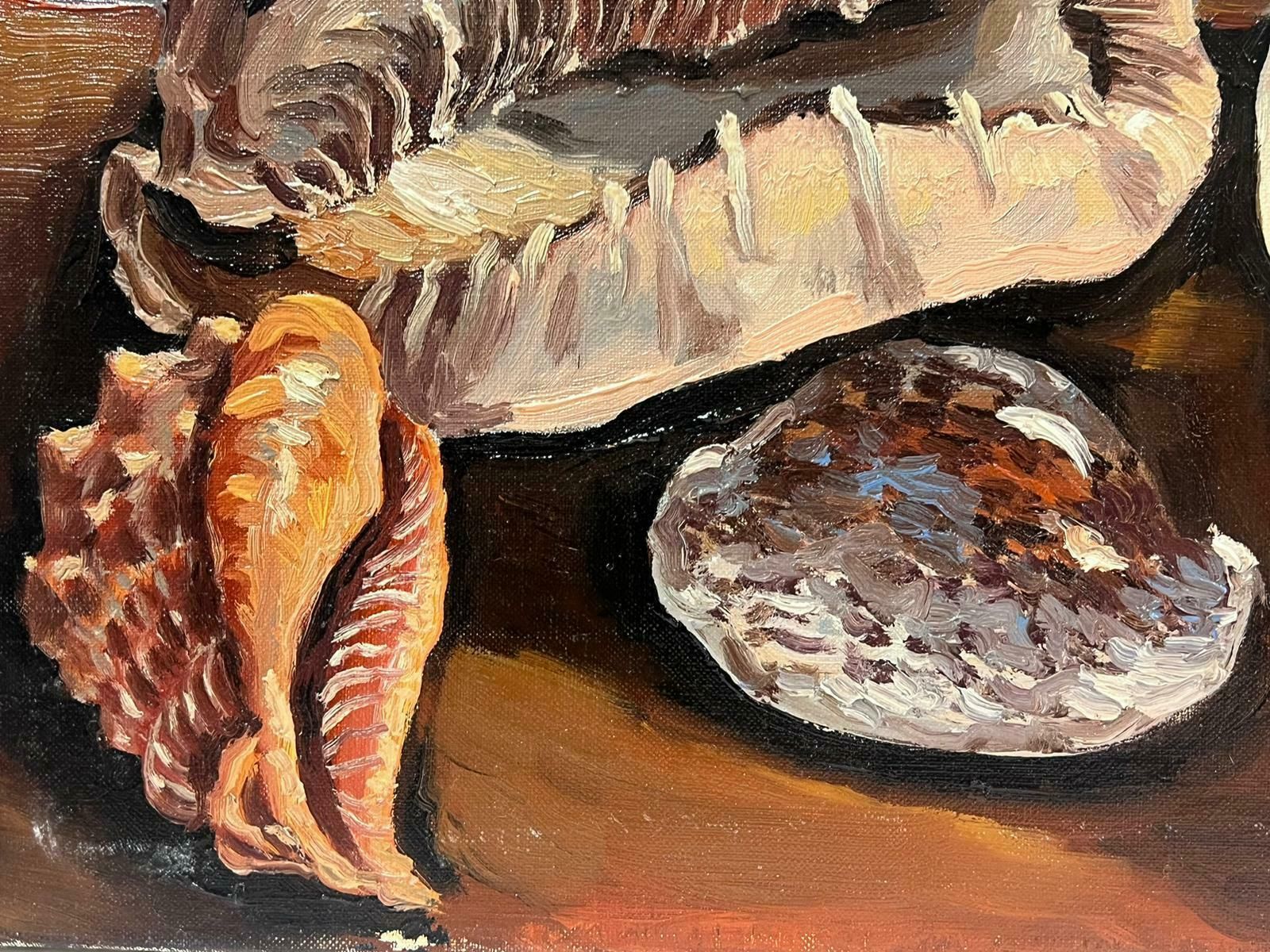 Georges Bordonove1970s French Signed Oil Painting Large Seashells Brittany Fishing Harbor Exhibit1978 photo vintage