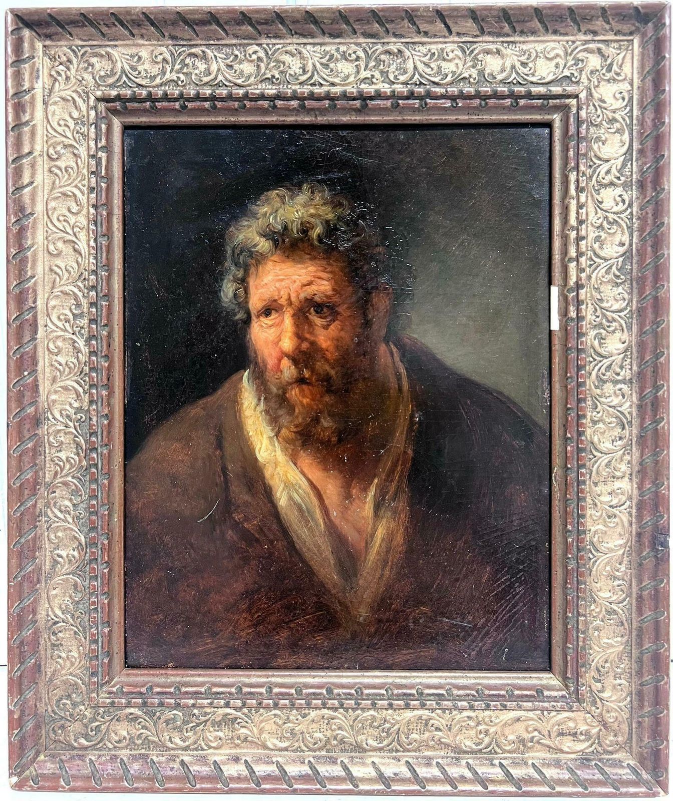 Italian 19th Centuryearly 1800's Italian Oil Painting Portrait Of Bearded Man Saint Peter Apostle