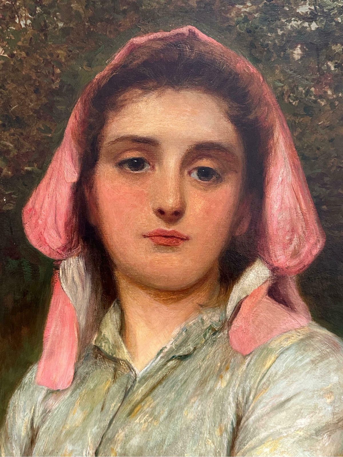 photo for sale Charles Sillem Lidderdalehuge Victorian Oil Painting By Famous Artist Portrait Country Girl In Harvest1890