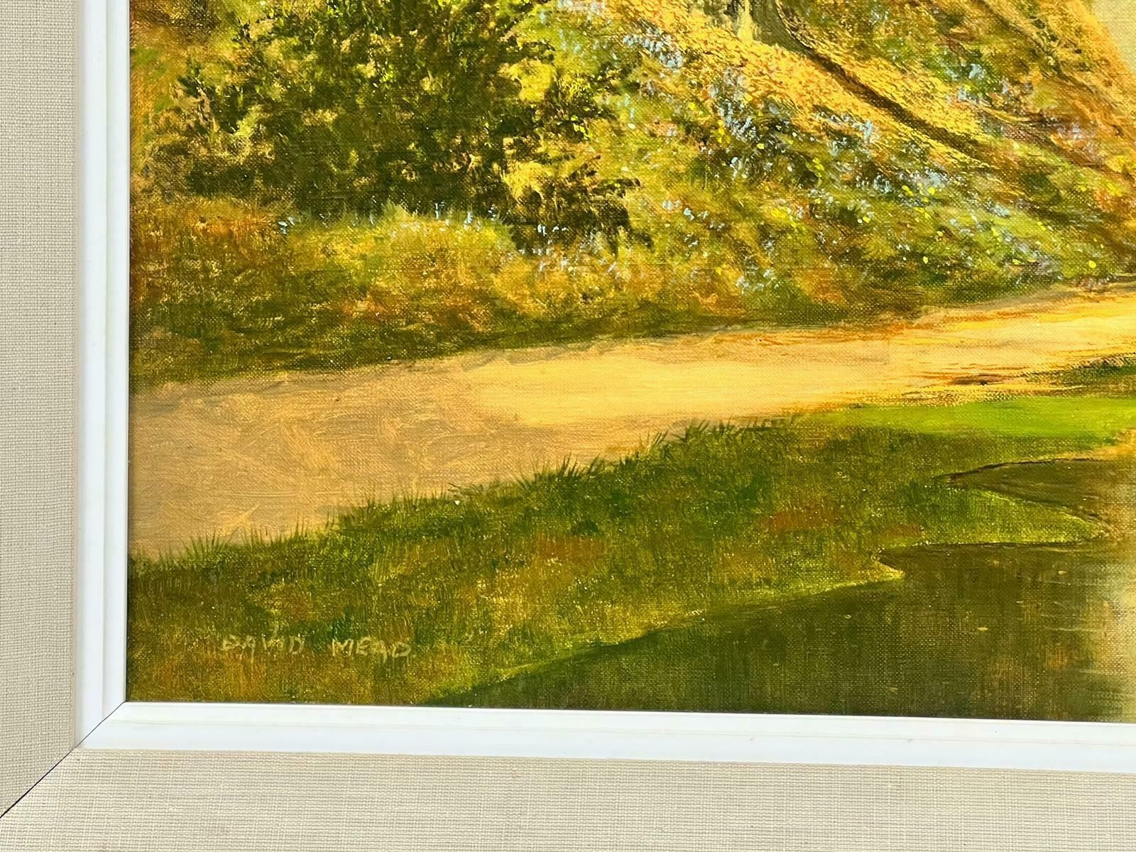 David Meadvery Large British Signed Oil Painting Copper Autumn Woodland Pond Landscape photo for sale
