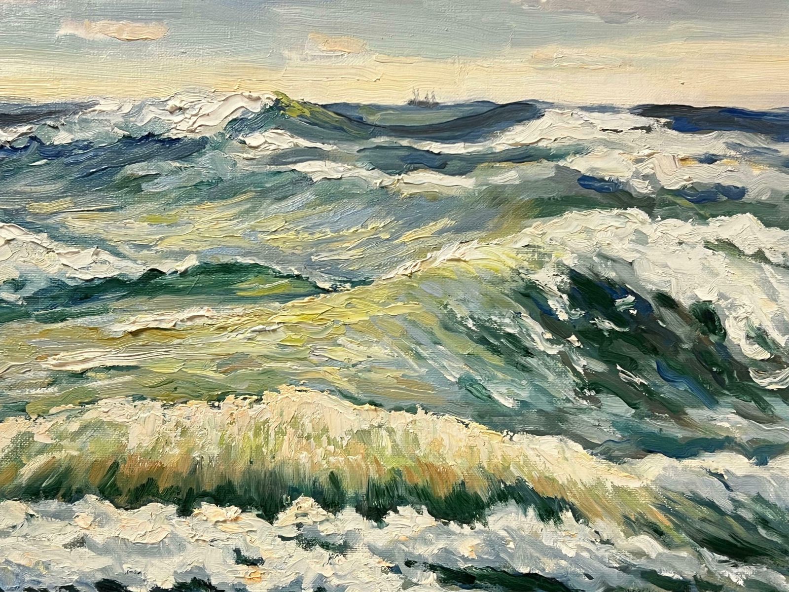 Georges Bordonovefrench Post Impressionist 20th Century Oil Painting Heaving Waves Crashing Seas photo for sale