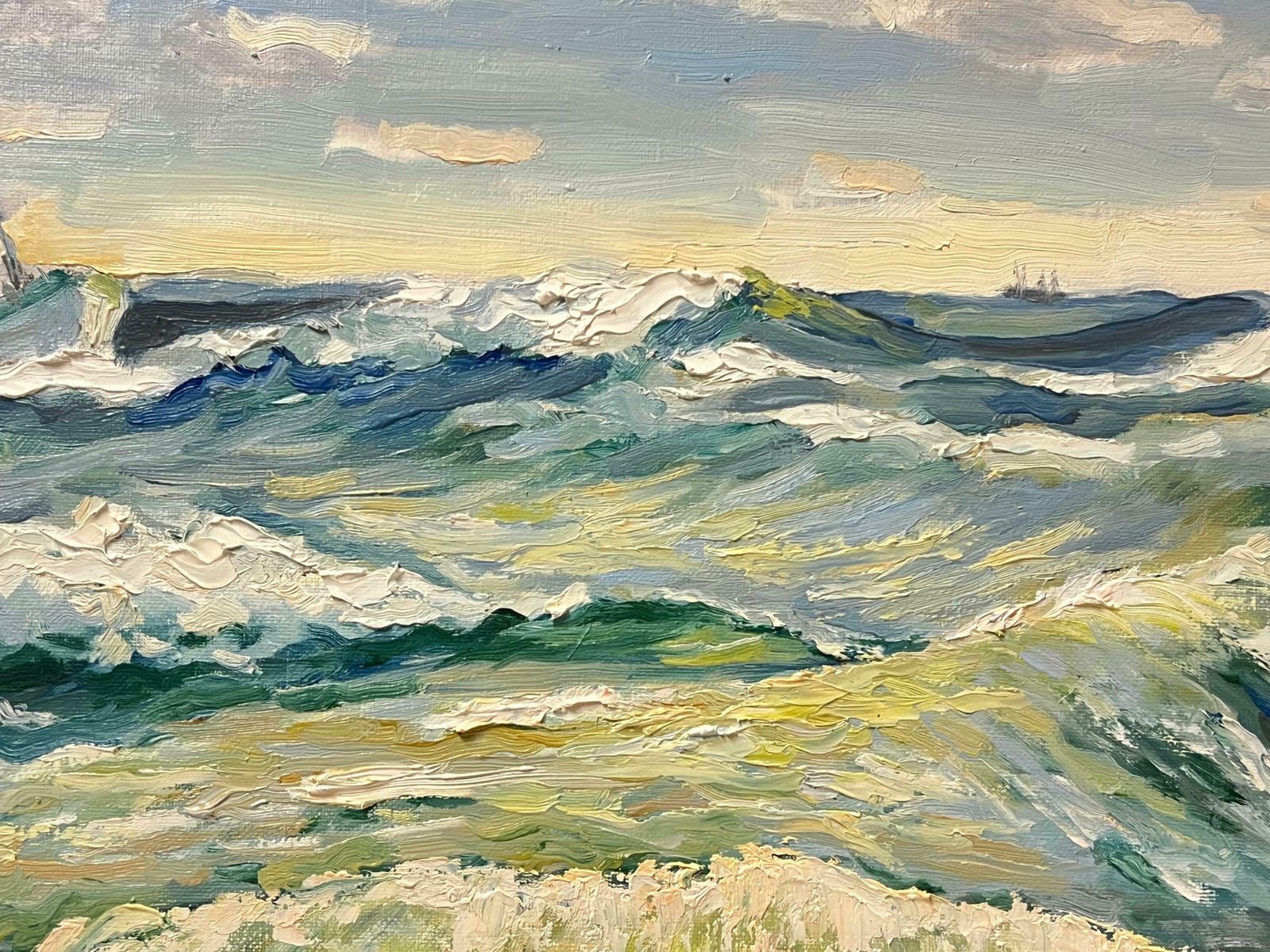 Georges Bordonovefrench Post Impressionist 20th Century Oil Painting Heaving Waves Crashing Seas photo 895.0