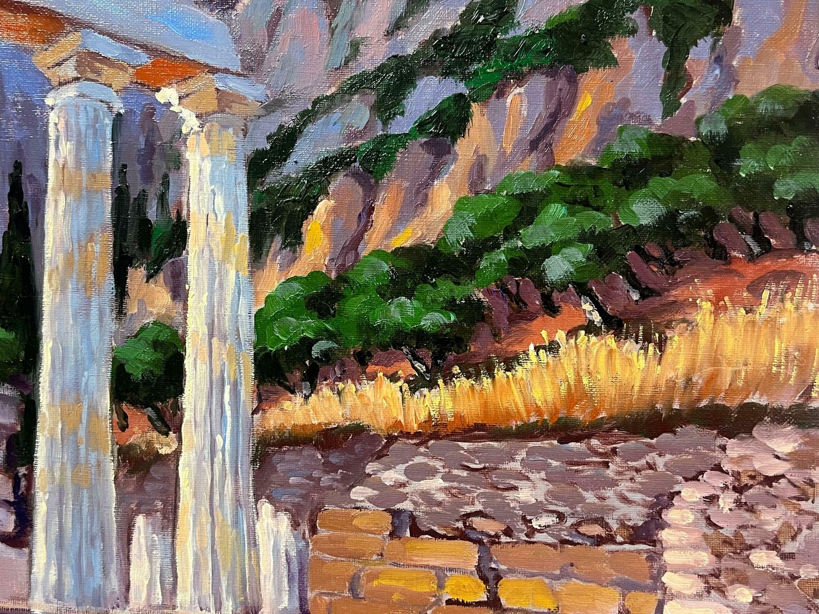 photo furniture Georges Bordonovelarge French Contemporary Oil Painting Ancient Greek Roman Temple Column Ruins